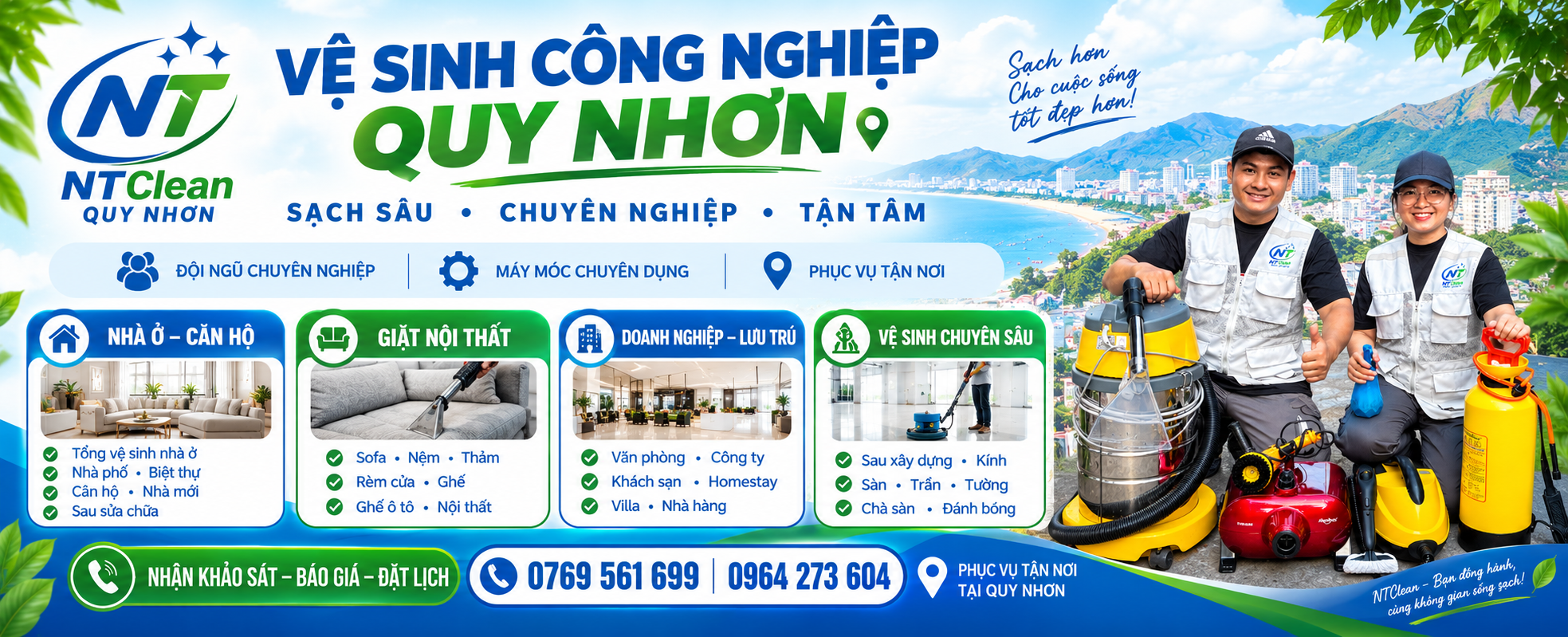 banner vệ sinh công nghiệp NTClean Quy Nhơn
