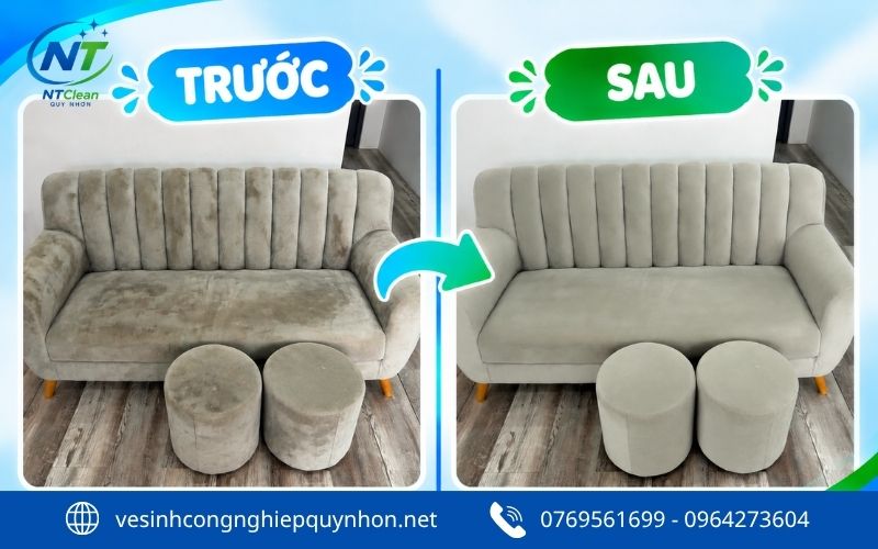 NTClean giặt sofa tại nhà ở Quy Nhơn Bắc
